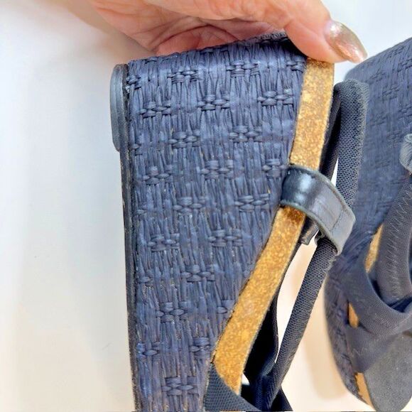 Donald J. Pliner Black Bowie Straw Wedge Sandals Shoes Women's Size 7.5M - Picture 6 of 9